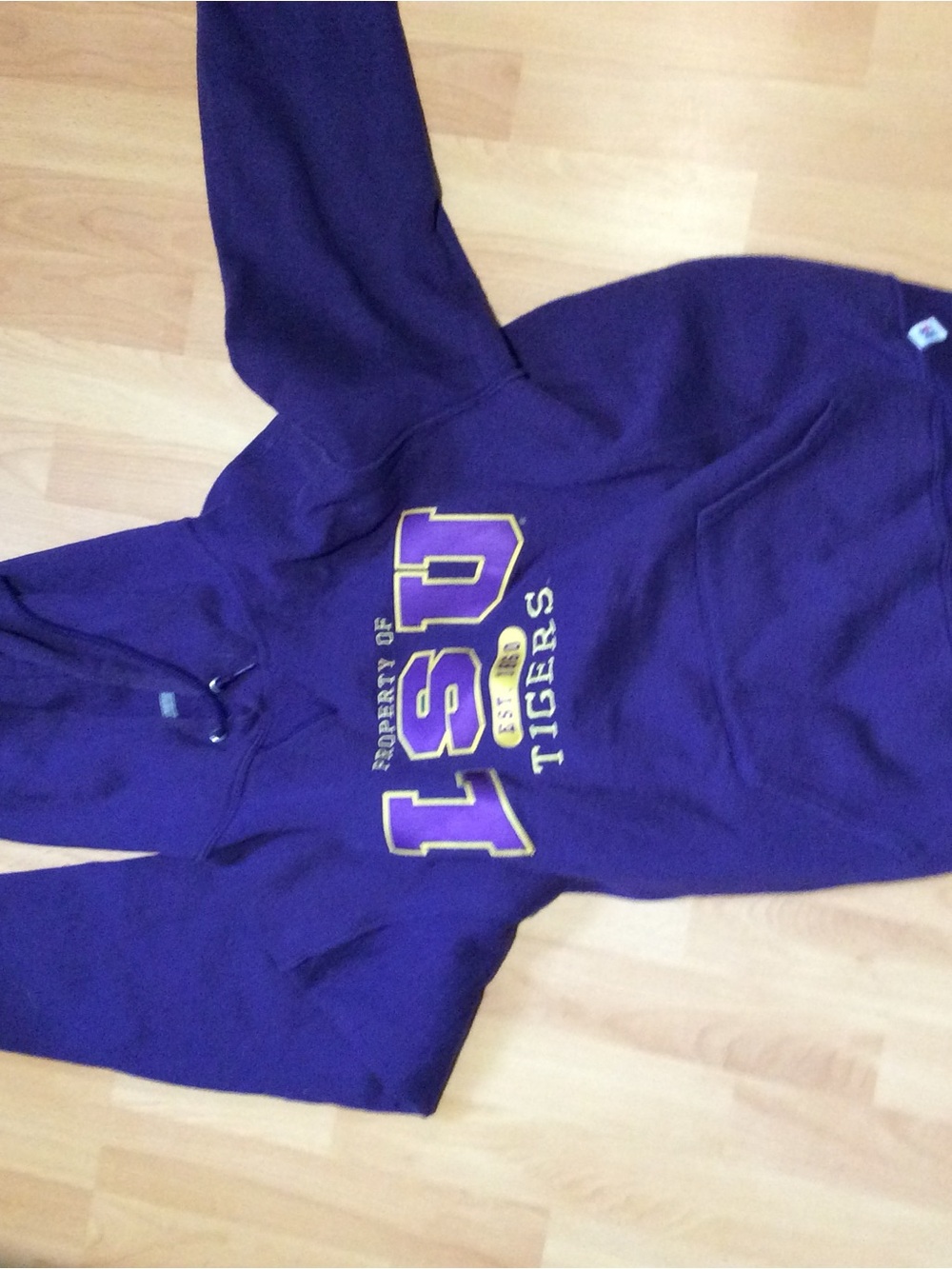 Russell Athletic Purple Hoodie with Gold Accent